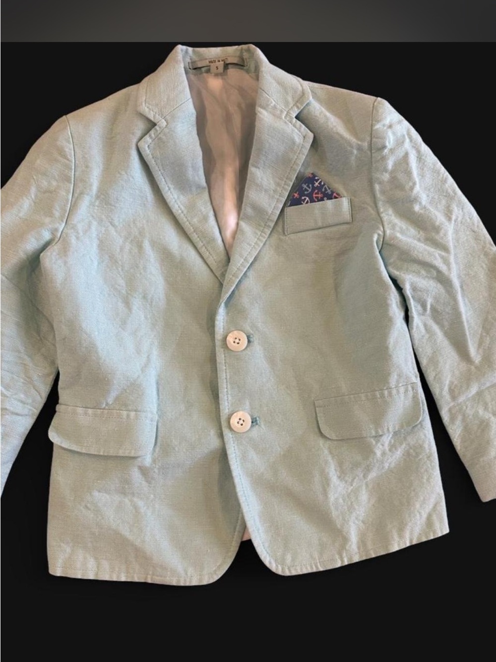 Boys size 5 light blue linen blend blazer